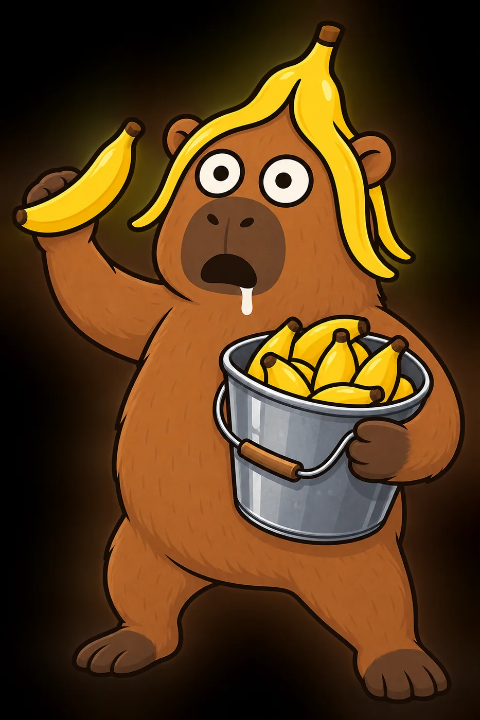 Cappy catching bananas